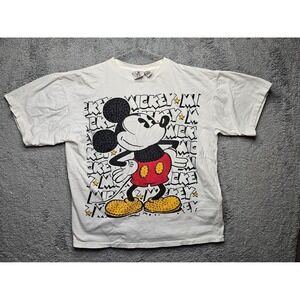 VINTAGE MICKEY MOUSE SEQUIN SINGLE STITCH 90S‎ T SHIRT